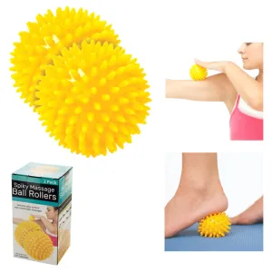 2 Spiky Massage Ball Roller Reflexology Hand Foot Body Stress Relief Fitness