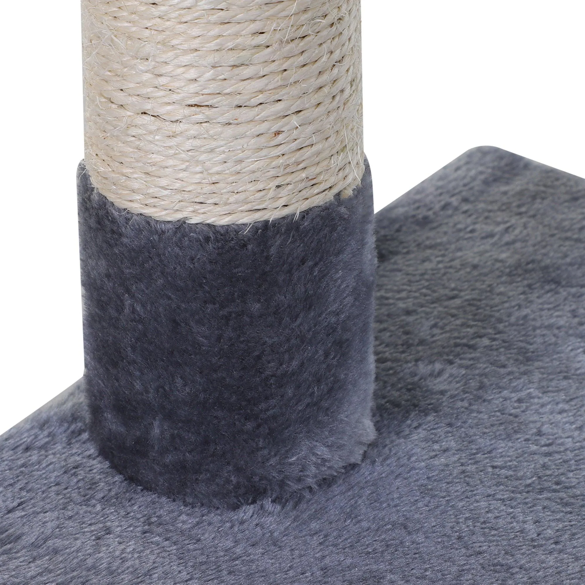 2-Tier Cat Tree Scratching Post w/ Dangle Toy - Grey