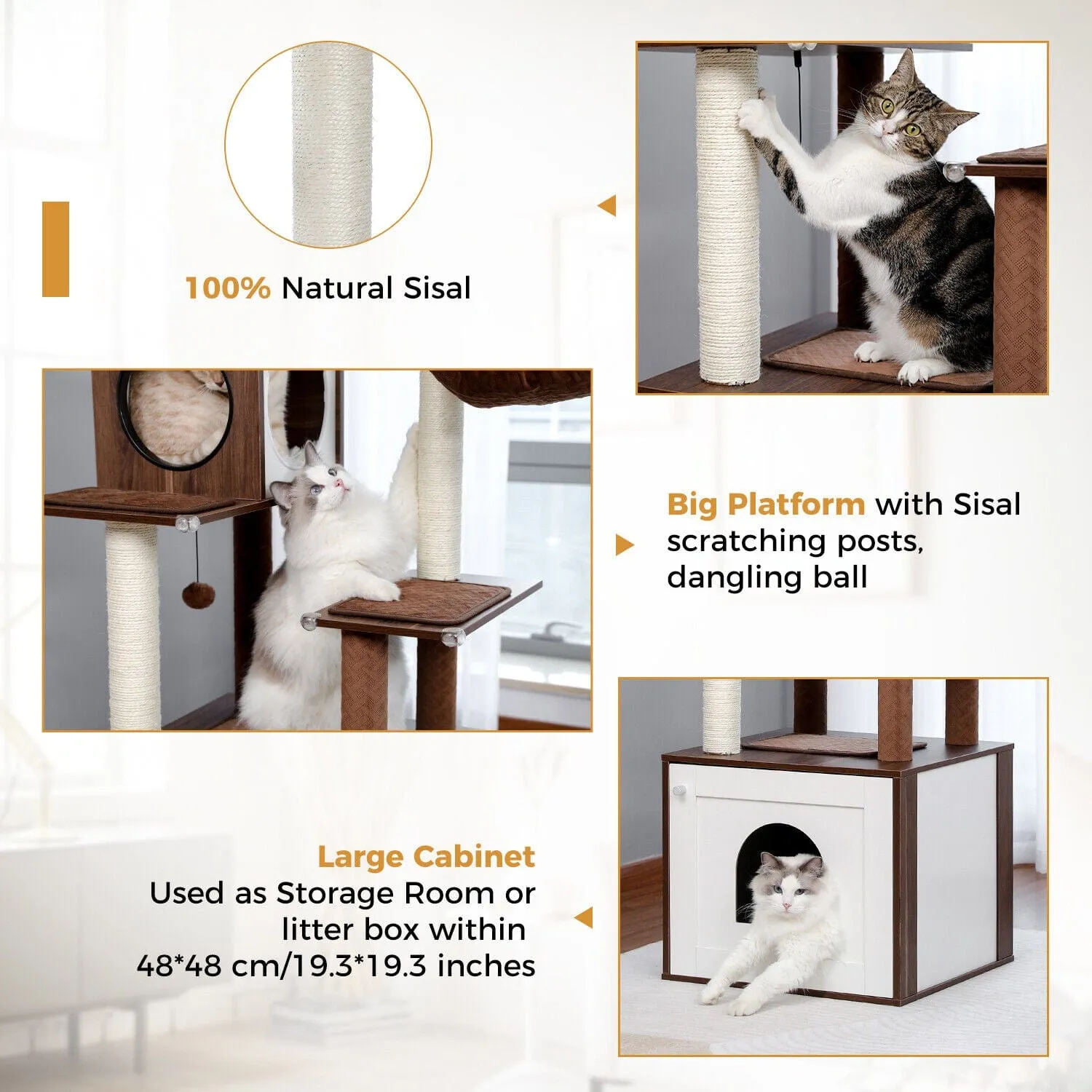 56" Multi Level Cat Scratching Post / Tree / Pole