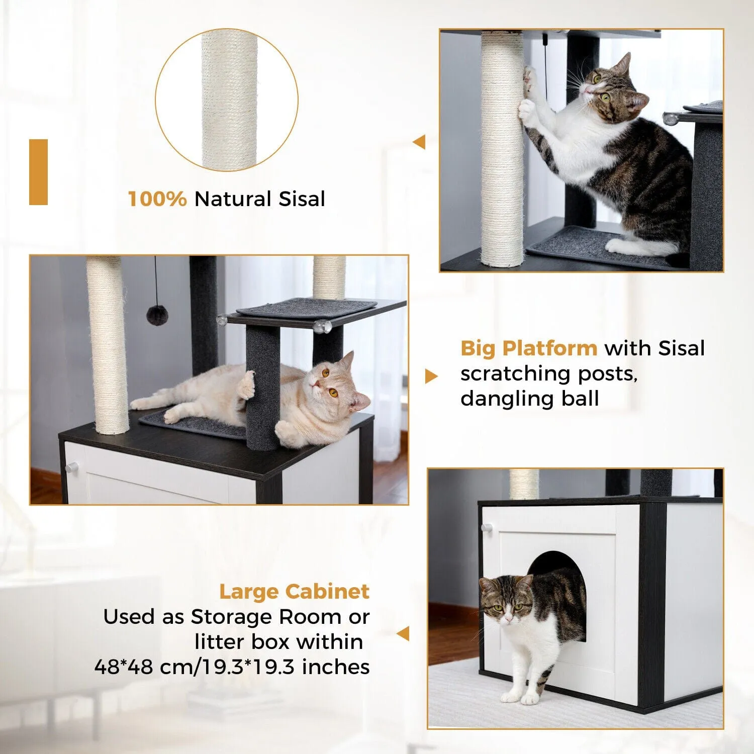 56" Multi Level Cat Scratching Post / Tree / Pole