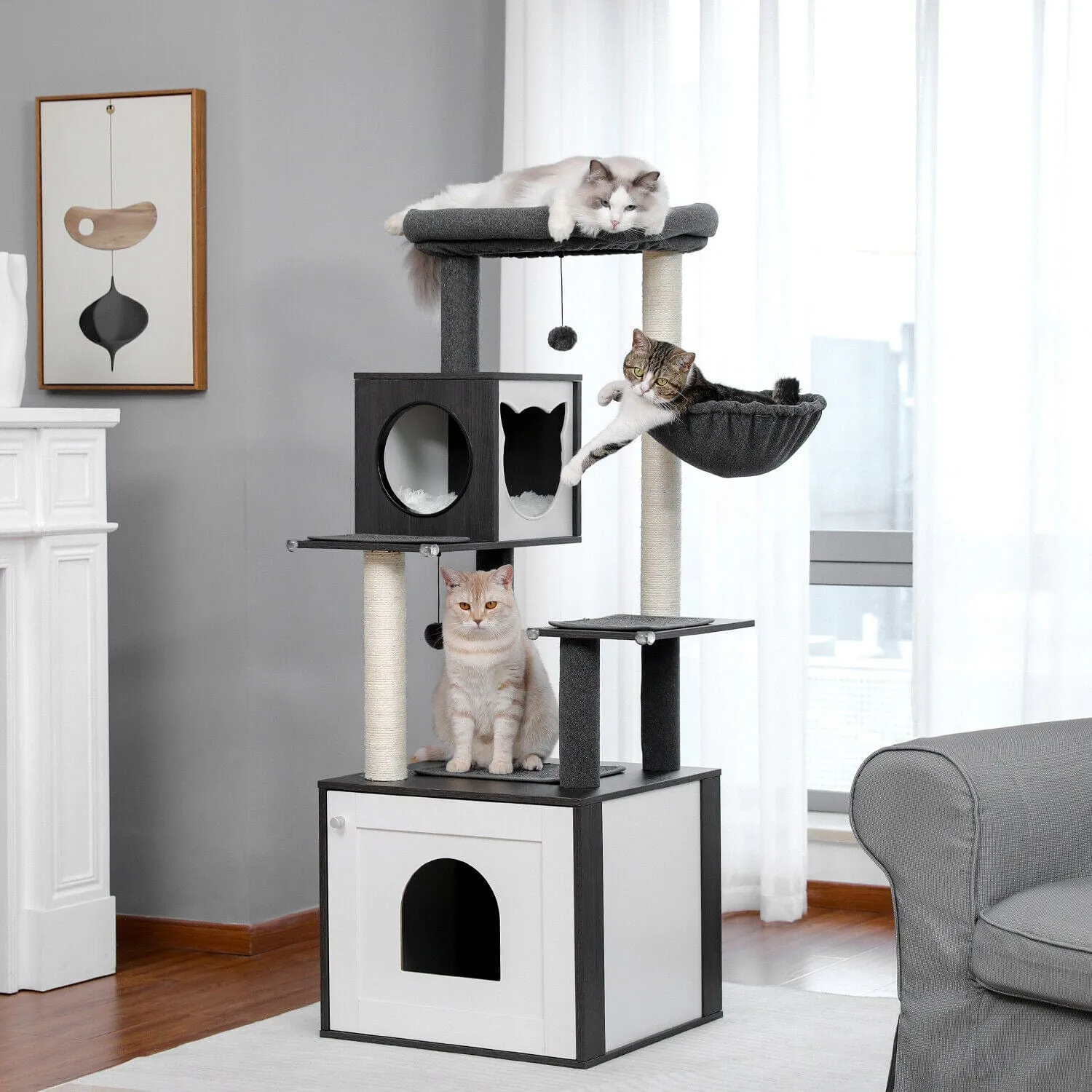 56" Multi Level Cat Scratching Post / Tree / Pole
