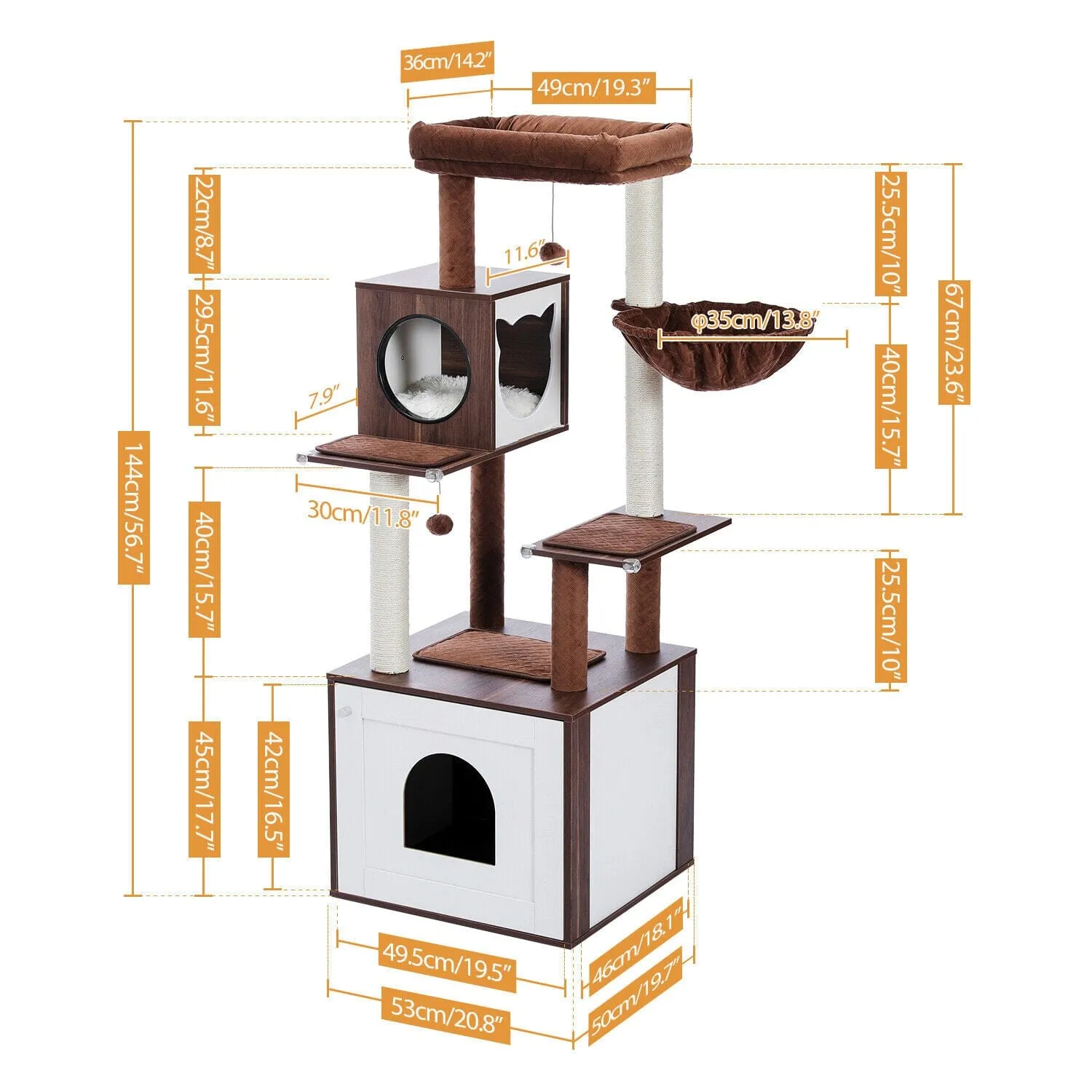 56" Multi Level Cat Scratching Post / Tree / Pole