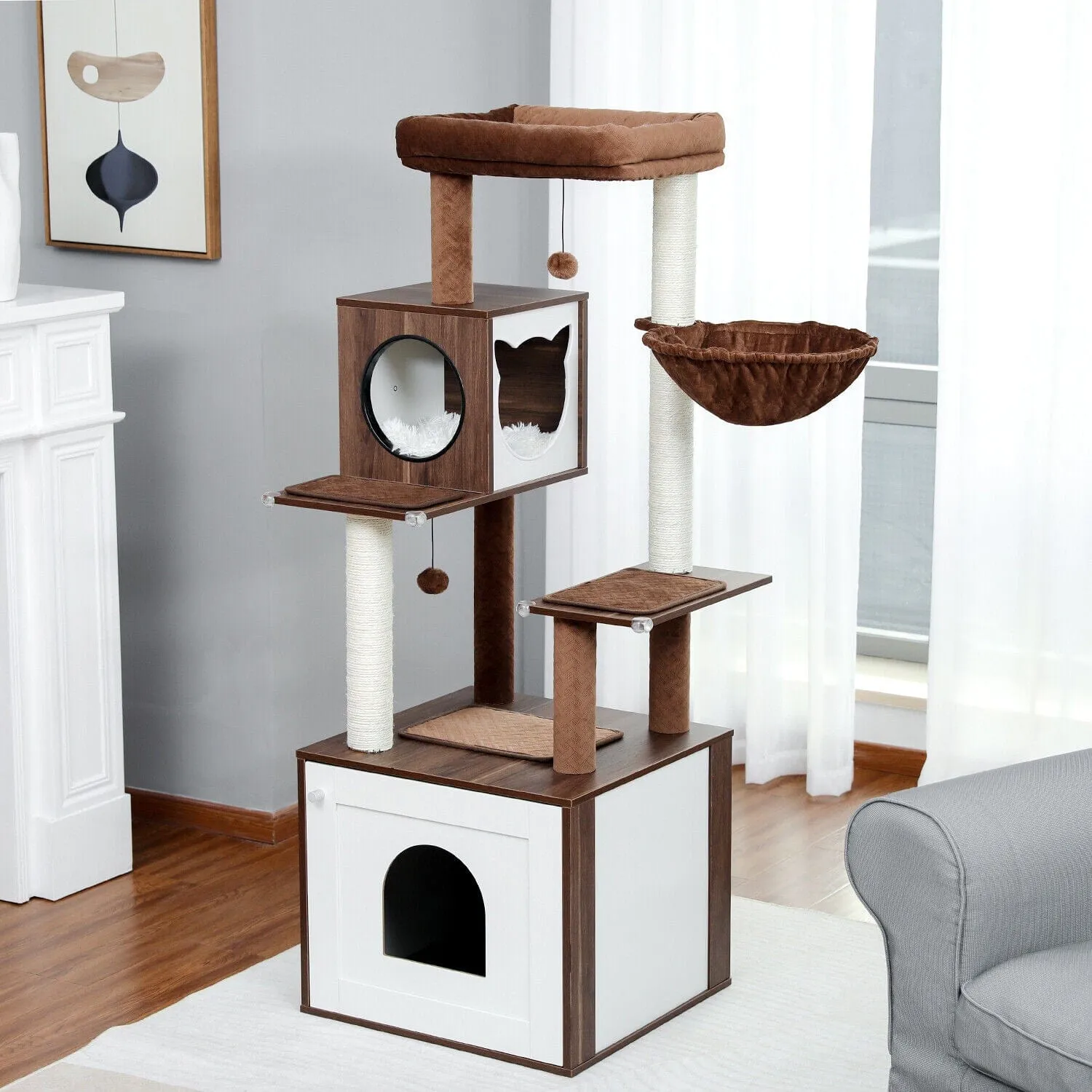 56" Multi Level Cat Scratching Post / Tree / Pole