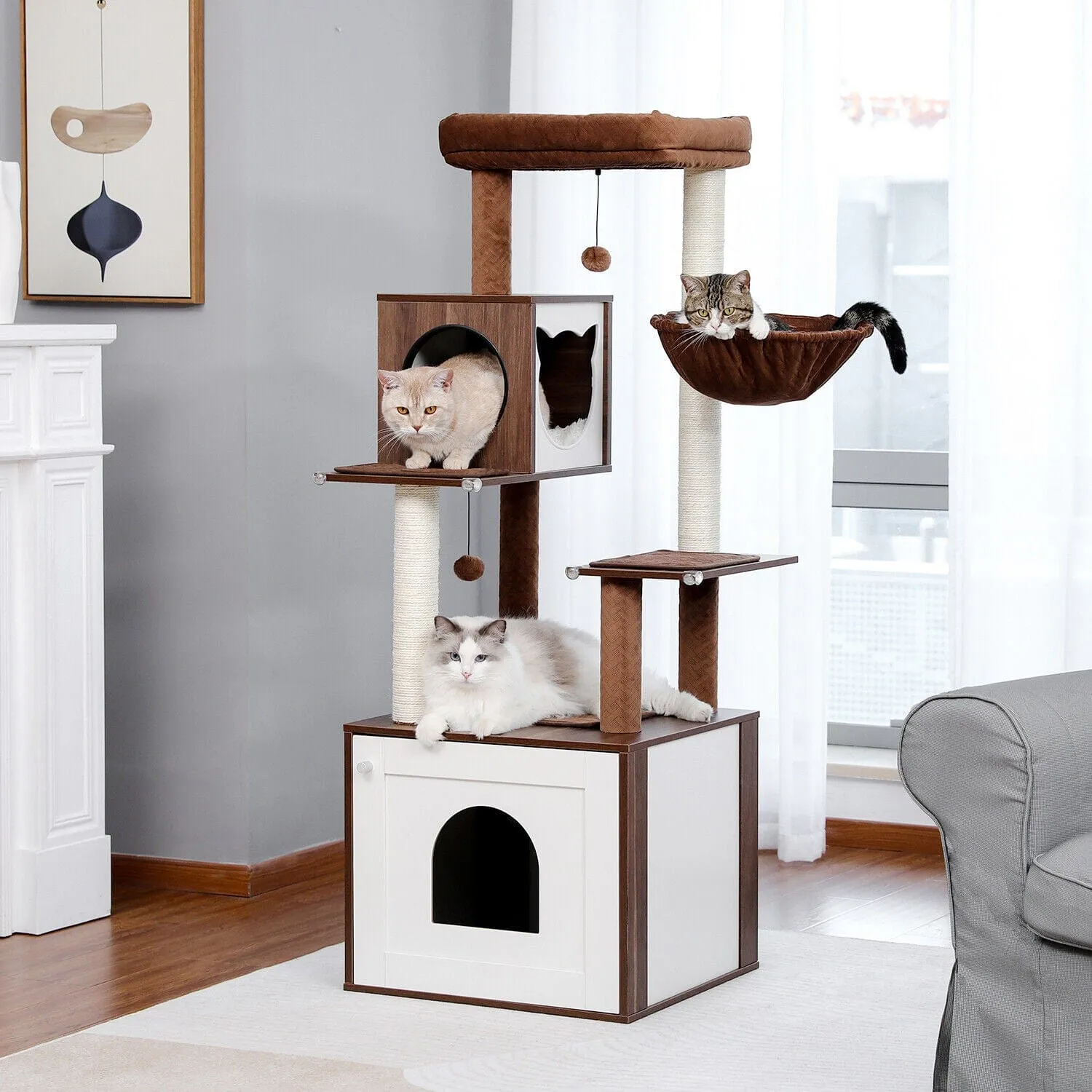 56" Multi Level Cat Scratching Post / Tree / Pole