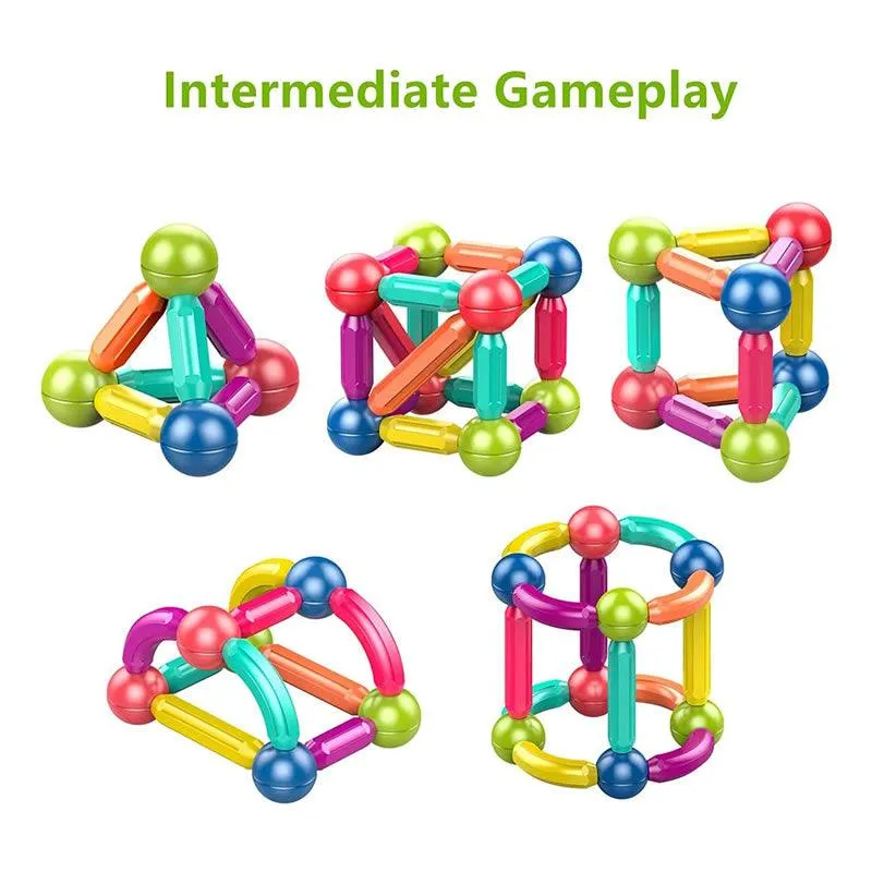 64Pcs Stacking Magnetic Sticks And Balls Game For Kids Toy Ba-318