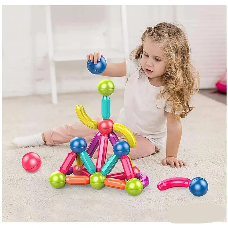 64Pcs Stacking Magnetic Sticks And Balls Game For Kids Toy Ba-318