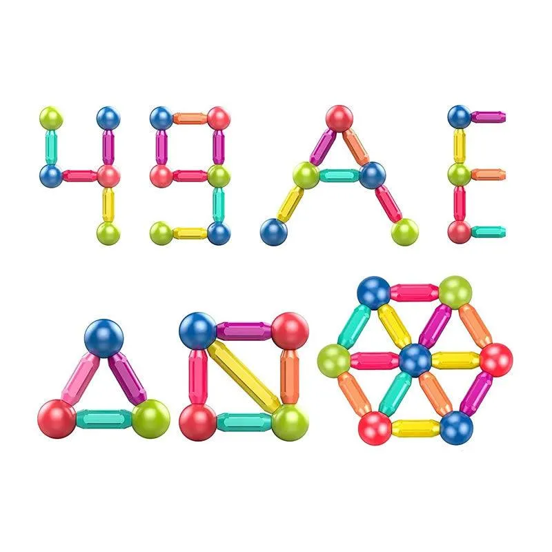 64Pcs Stacking Magnetic Sticks And Balls Game For Kids Toy Ba-318