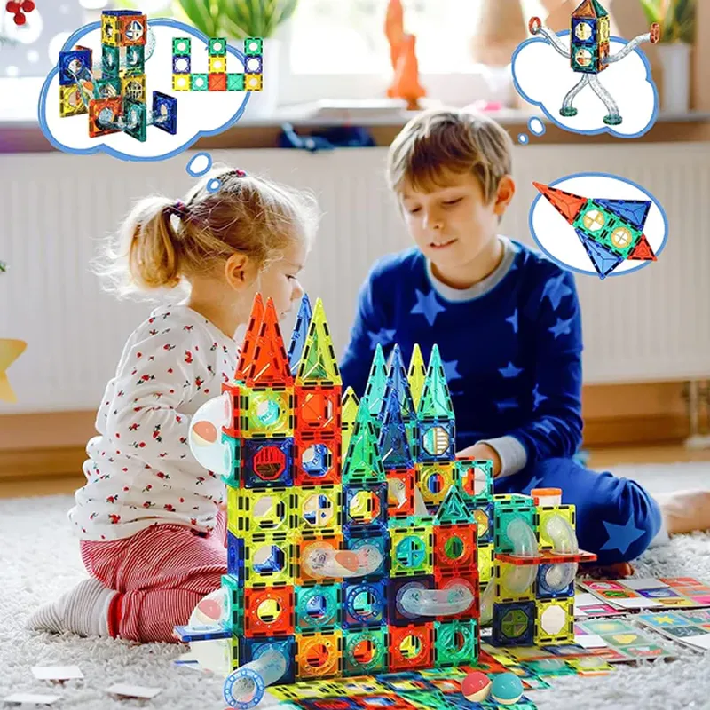 97-Piece Educational Colorful Magnetic Pipeline Building Block Set Ay-237