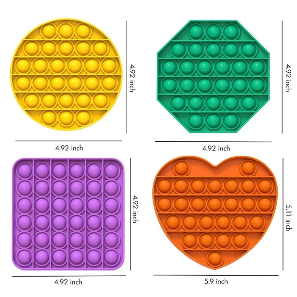 Aarav 4PCS Push pop Bubble Fidget Sensory Toy,Autism Special Needs Stress Reliever, Silicone bop It Game,Squeeze Fidget Toy,Help Restore Emotions