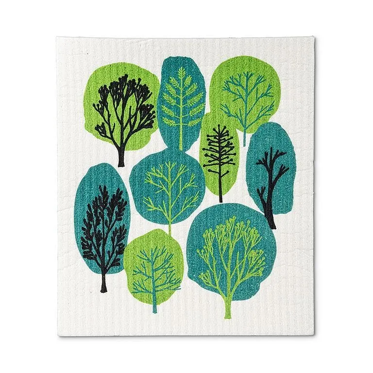 Abbott Allover Green Trees Dishcloths, Set of 2