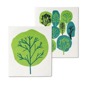 Abbott Allover Green Trees Dishcloths, Set of 2