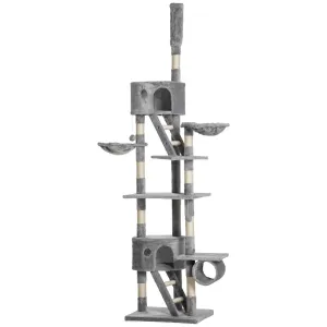 Adjustable Height Cat Tree, 240-260cm - Light Grey