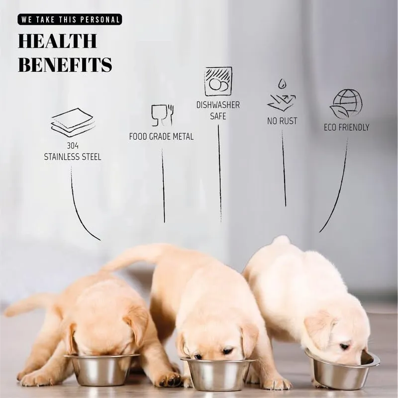 AVERYDAY 104 oz Stainless Steel Dog Bowls Set 2 Pack for Replacement Dog Bowl for Stand, 13 Cups Metal Dog Bowls with 5.24" Deep, Extra Large Dog Water Bowl for Raised Feeder with Opening 7.44-7.64"