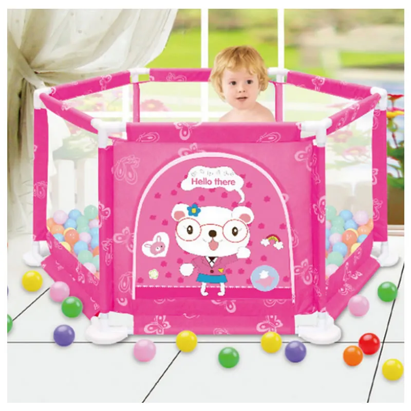 Baby'S Fun Indoor Playpen With Balls -Yh2860 Pink
