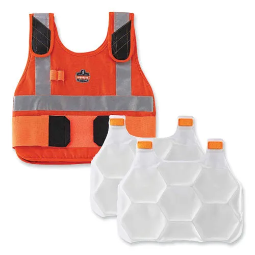Chill-its 6215 Premium Fr Phase Change Cooling Vest W/packs, Modacrylic Cotton, Large/xl, Orange, Ships In 1-3 Business Days