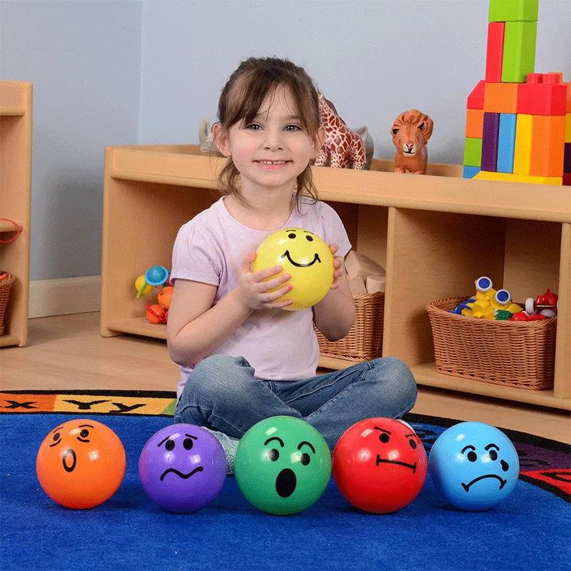 Constructive Playthings® 6-Piece Vinyl Expressive Balls Set | Emotional Development Aid