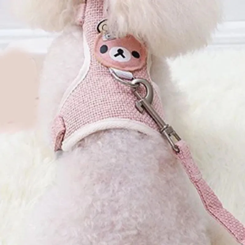 Cute Pet Vest Harness with Leash – Adjustable Breathable Chest Harness for Small Pets