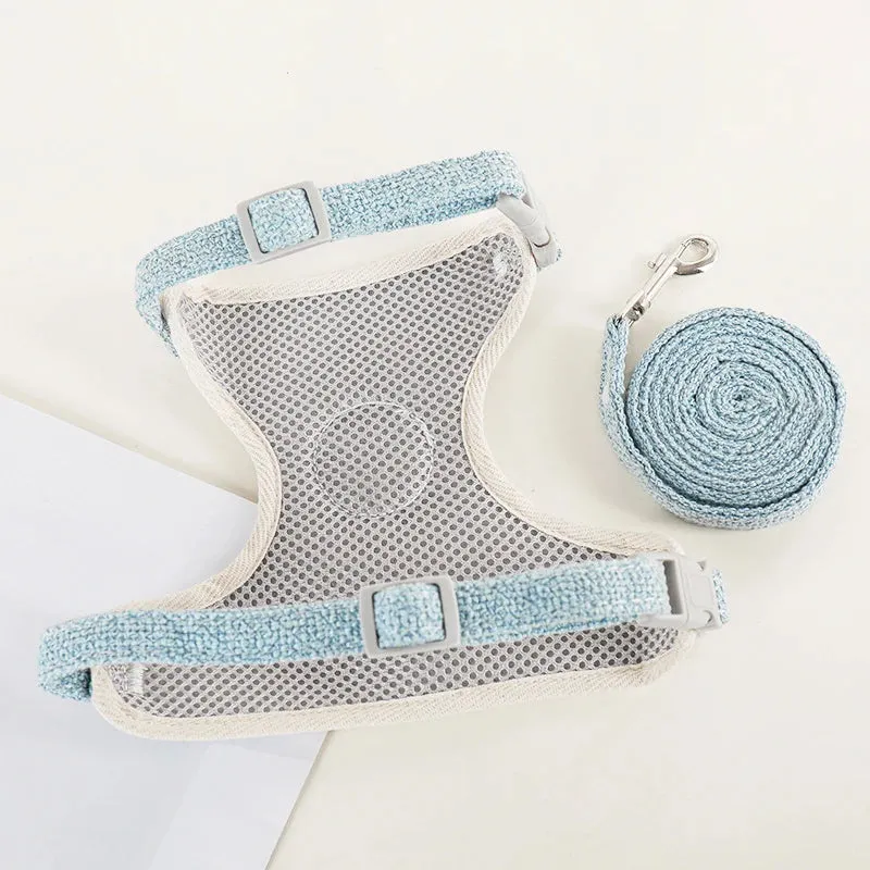 Cute Pet Vest Harness with Leash – Adjustable Breathable Chest Harness for Small Pets