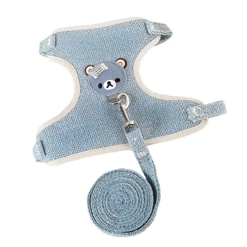 Cute Pet Vest Harness with Leash – Adjustable Breathable Chest Harness for Small Pets