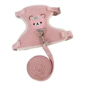 Cute Pet Vest Harness with Leash – Adjustable Breathable Chest Harness for Small Pets