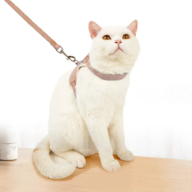 Cute Pet Vest Harness with Leash – Adjustable Breathable Chest Harness for Small Pets