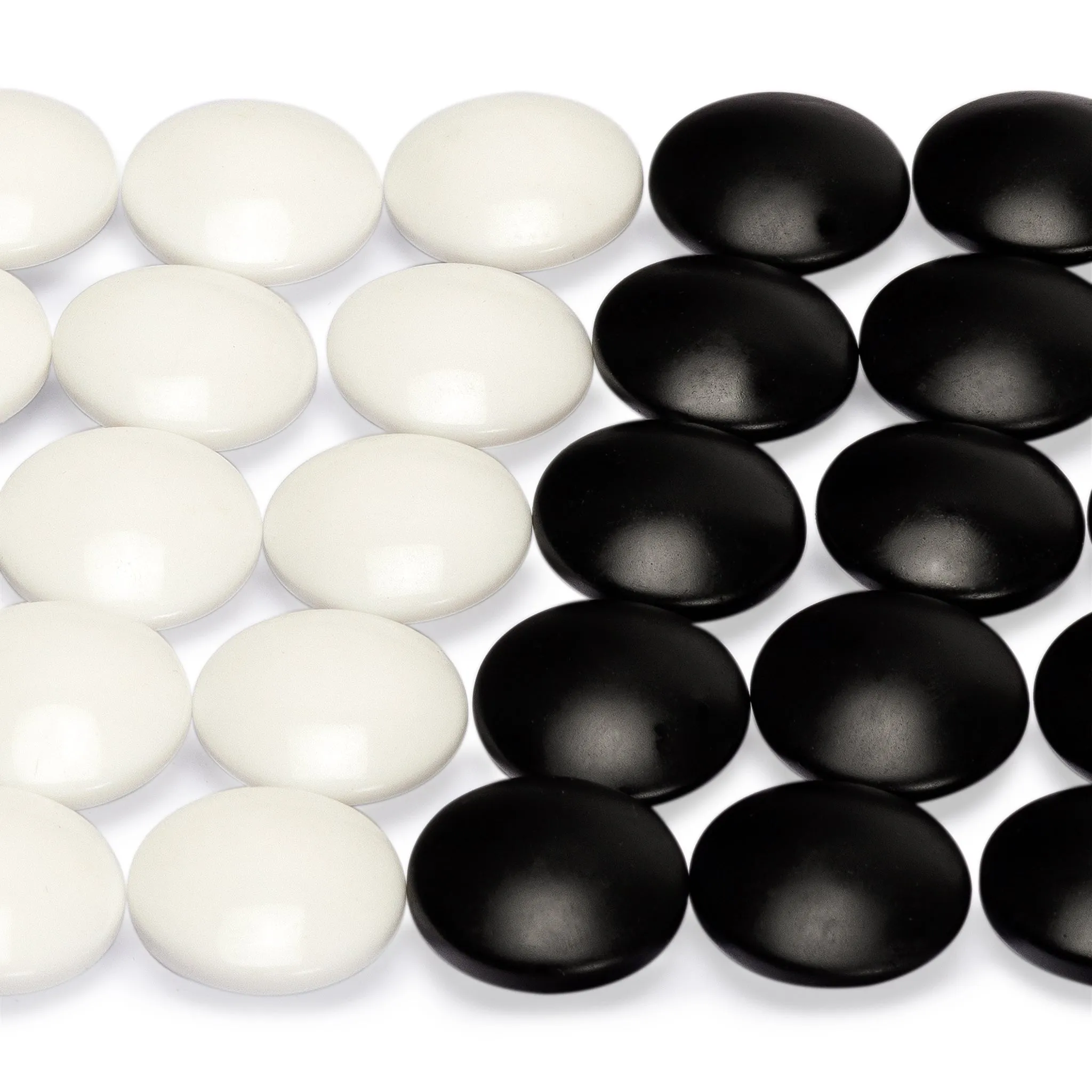 Double Convex Korean Hardened Glass Paduk Go Stones with Bamboo, "Gosu" Go Game Bowls - Size 33 (9.3mm) Stones