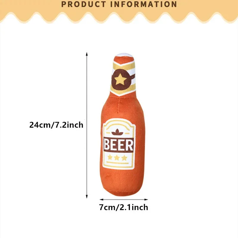 Durable Plush Dog Toy in Beer Bottle Shape - Fun and Safe Teeth Cleaning