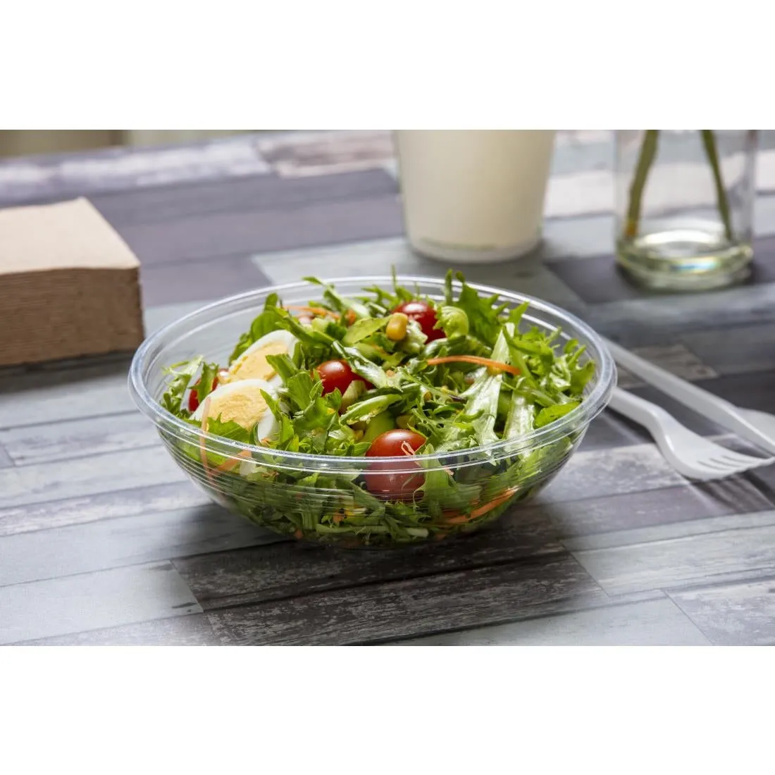 FS180 Vegware 185-Series Compostable Bon Appetit Wide PLA Salad Bowls 24oz (Pack of 300)