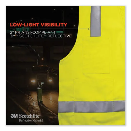 Glowear 8262frz Class 2 Fr Surveyor Zip Vest, Tencel/modacrylic/para-aramid/kevlar, 4xl/5xl, Lime, Ships In 1-3 Business Days