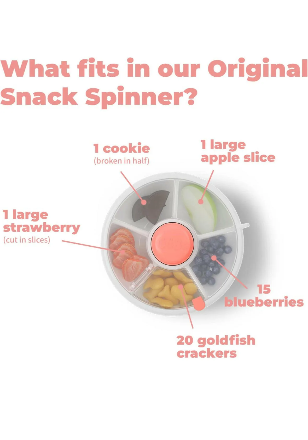 Gobe Snack Spinner with 5 Compartment Dispenser & Sliding Door, Pink