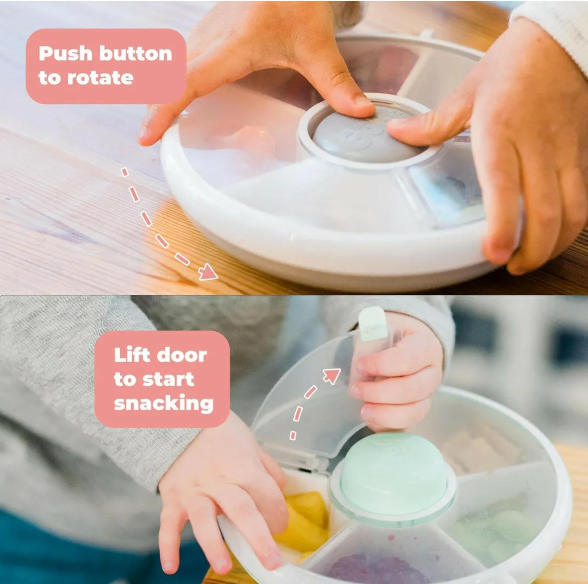 Gobe Snack Spinner with 5 Compartment Dispenser & Sliding Door, Pink