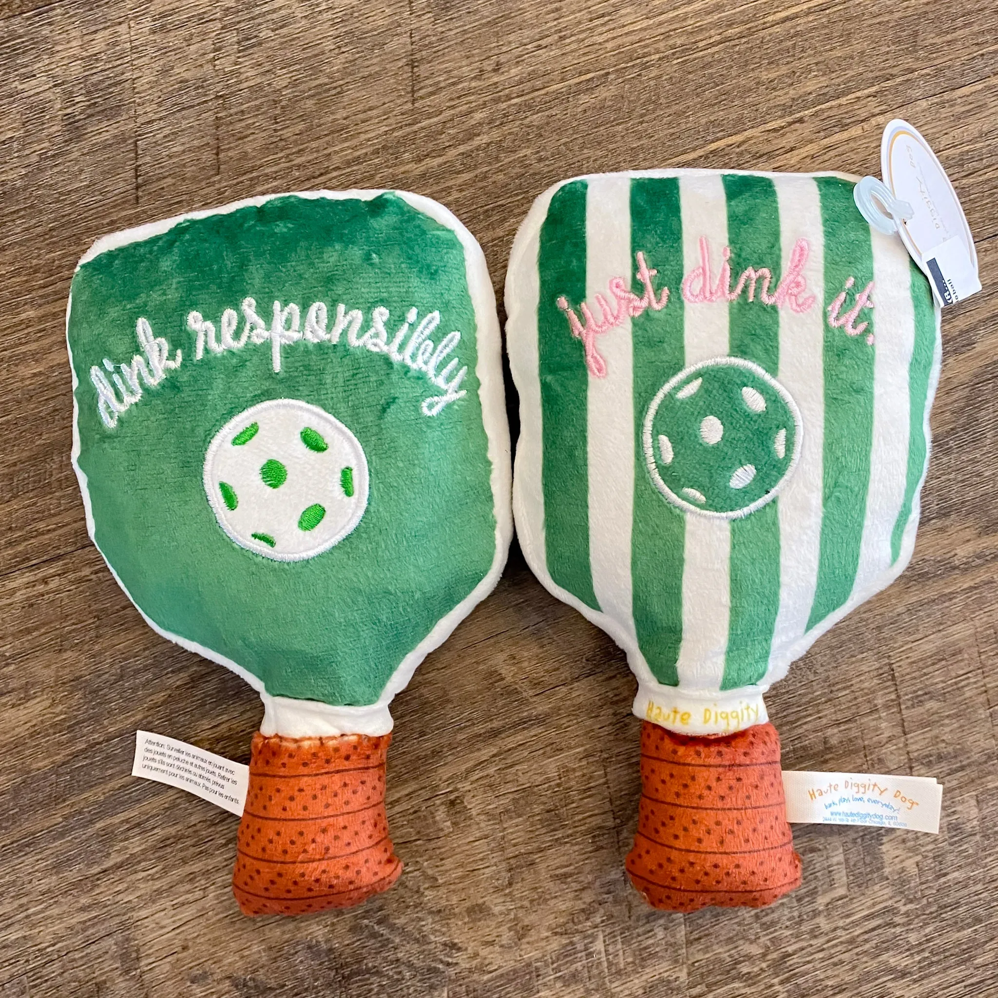 Green Stripe Pickleball Paddle Plush Toy