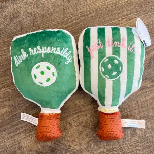 Green Stripe Pickleball Paddle Plush Toy