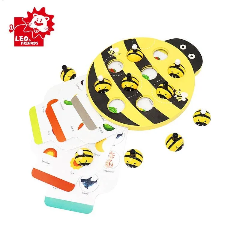 Leo & Friends Bee Memory Game  Wooden Memory Matching Game