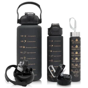 (NET) Water Bottle With Straw Set 3 Pcs