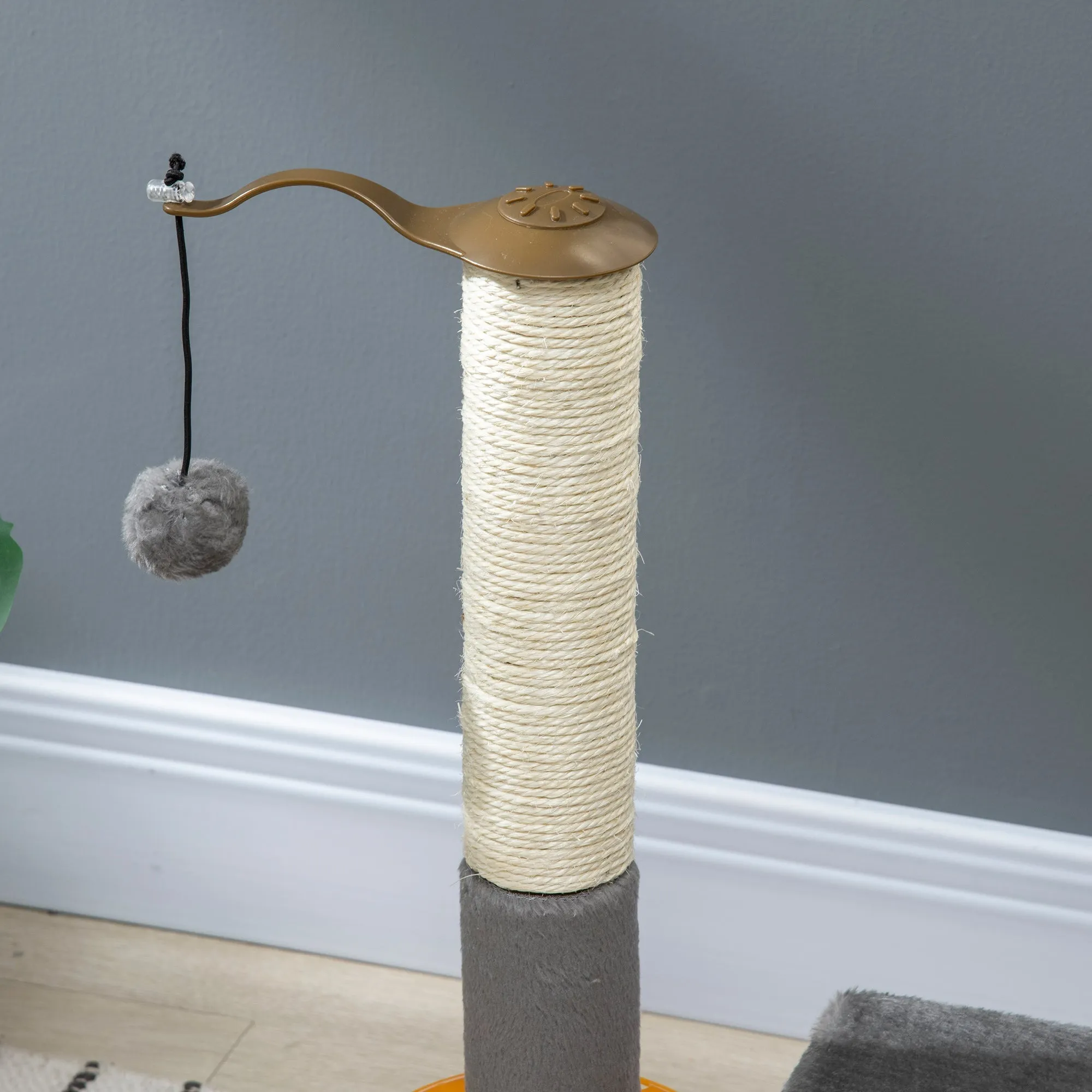 PawHut Cat Tree Tower Activity Center Climbing Stand Kitten House Furniture with Scratching Posts Toy abd Perch 56cm Grey