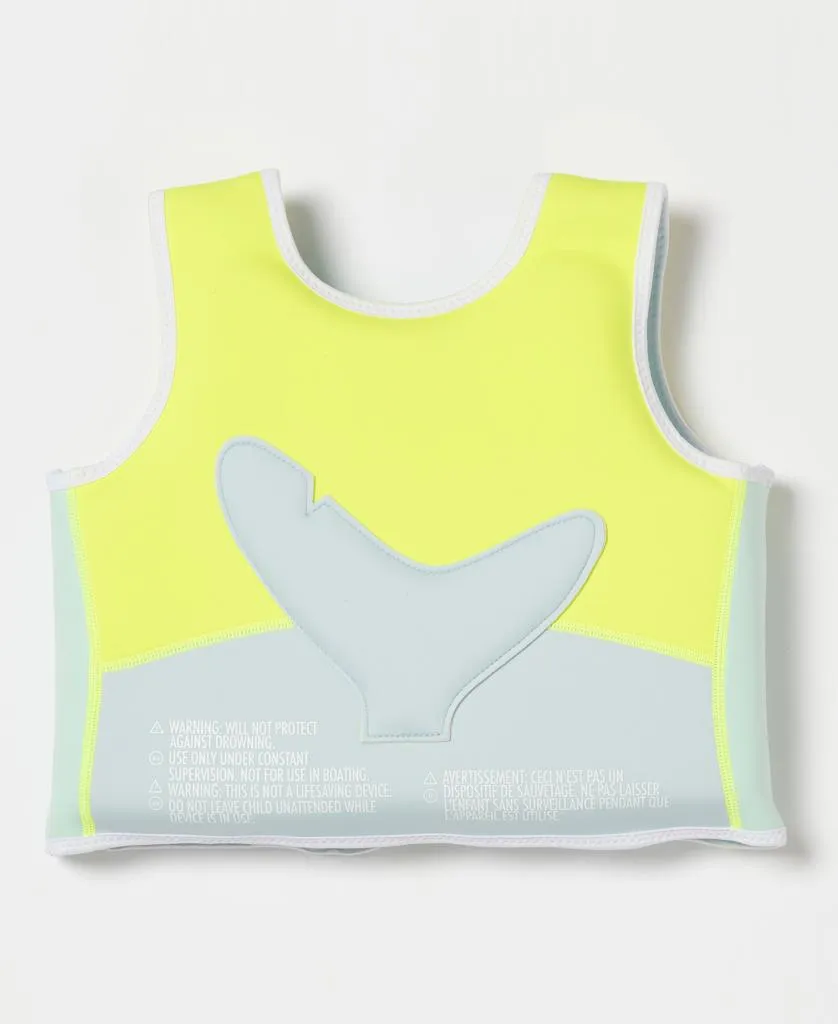 Salty the Shark Swim Vest 3-6 | Aqua Neon Yellow