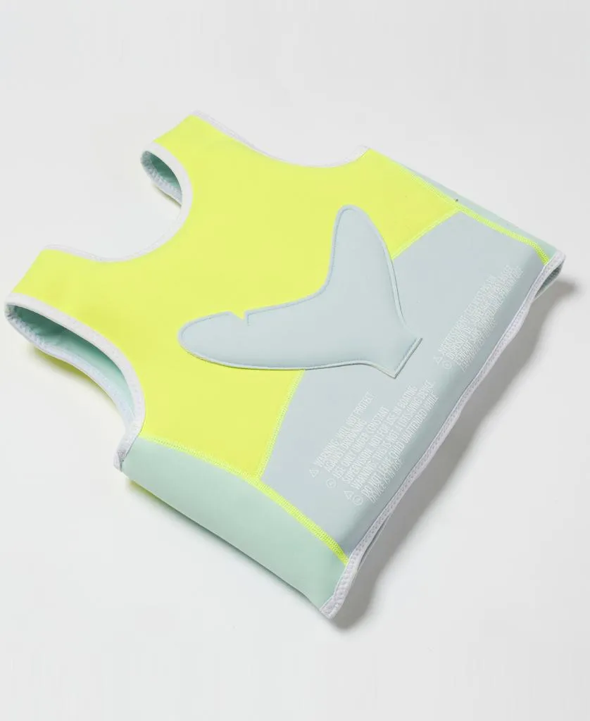 Salty the Shark Swim Vest 3-6 | Aqua Neon Yellow