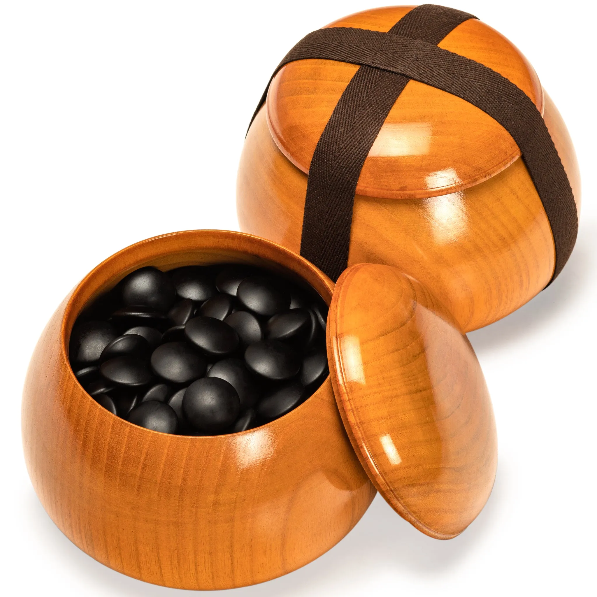 Shin Kaya 1.2-Inch Reversible Go Game Set Board with Double Convex Korean Hardened Glass Paduk Go Stones and Jujube Bowls