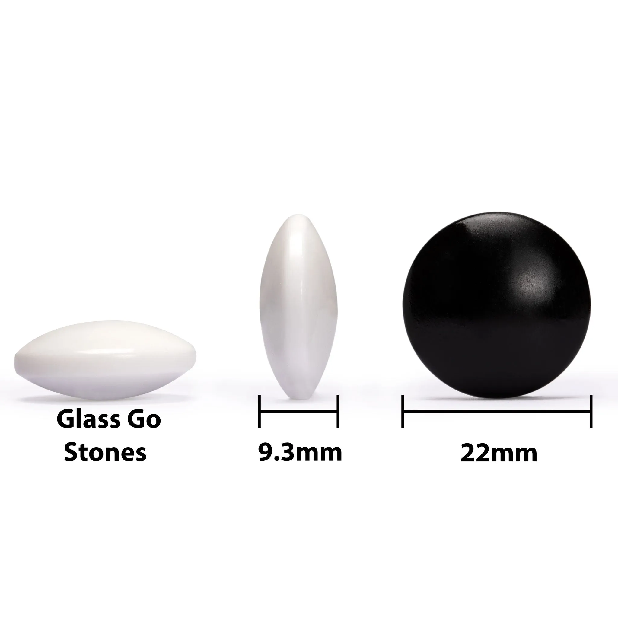 Shin Kaya 1.2-Inch Reversible Go Game Set Board with Double Convex Korean Hardened Glass Paduk Go Stones and Jujube Bowls