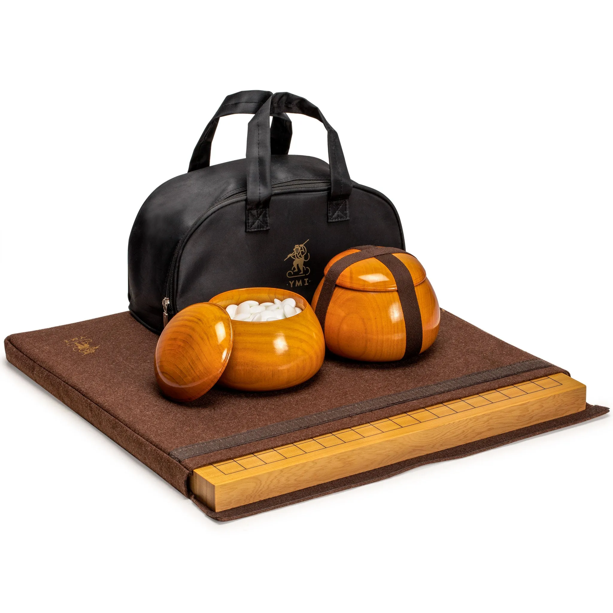 Shin Kaya 1.2-Inch Reversible Go Game Set Board with Double Convex Korean Hardened Glass Paduk Go Stones and Jujube Bowls