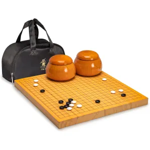 Shin Kaya 1.2-Inch Reversible Go Game Set Board with Double Convex Korean Hardened Glass Paduk Go Stones and Jujube Bowls
