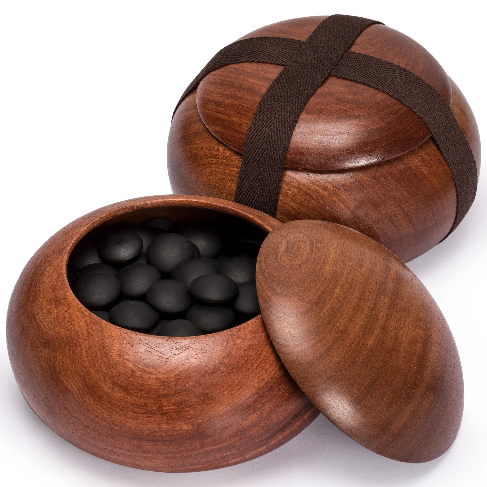 Shin Kaya 1.2" Go Board w/ Double Convex Yunzi Stones and Burma Padauk Wood Bowls Set
