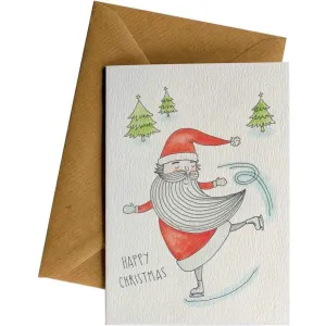 Skating Santa - Greeting Card