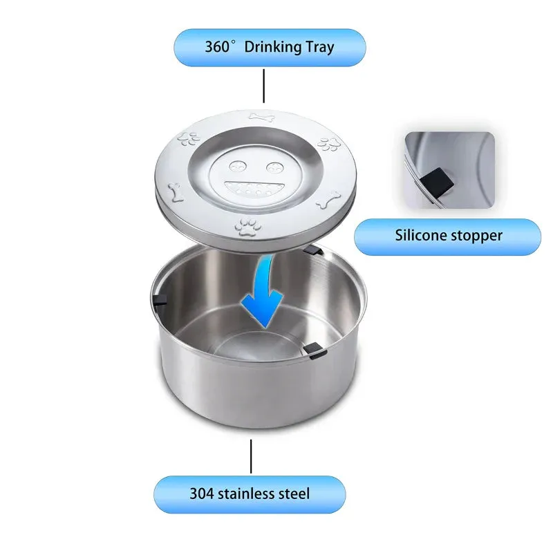 Stainless Steel Dog Water Bowl with No-Spill Design