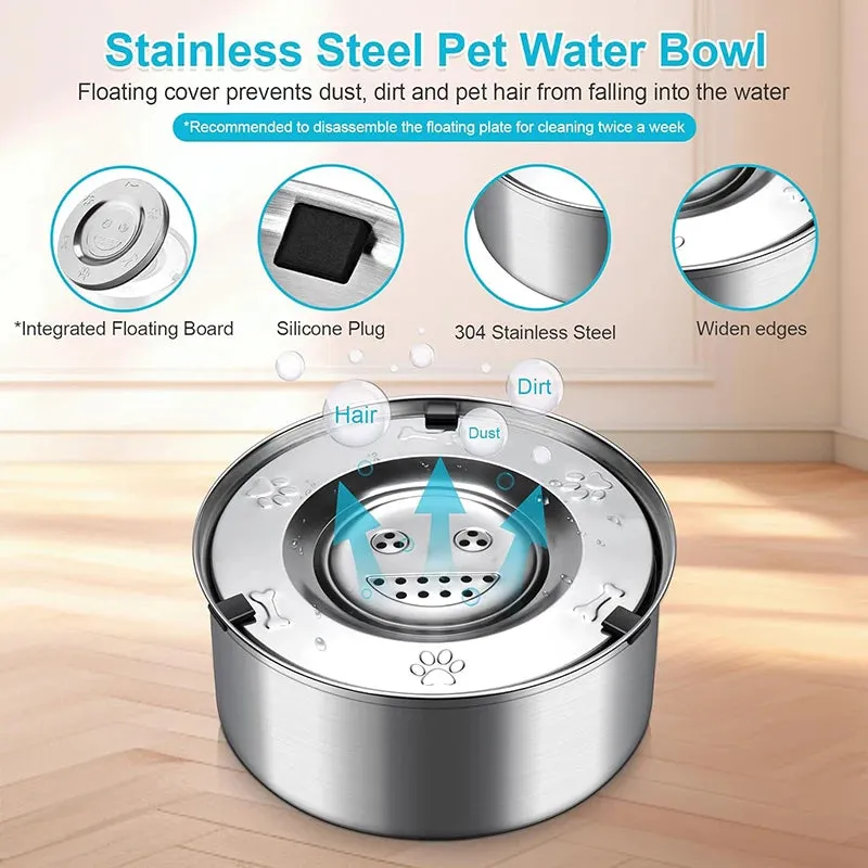 Stainless Steel Dog Water Bowl with No-Spill Design