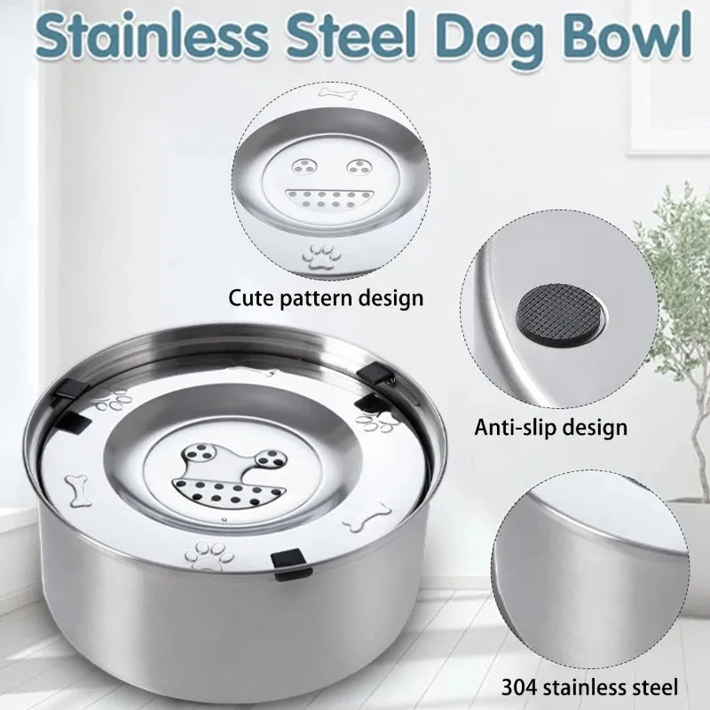 Stainless Steel Dog Water Bowl with No-Spill Design