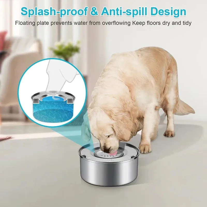 Stainless Steel Dog Water Bowl with No-Spill Design