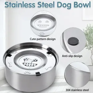 Stainless Steel Dog Water Bowl with No-Spill Design