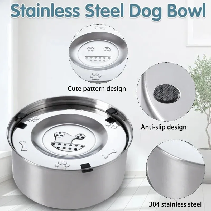 Stainless Steel Dog Water Bowl with No-Spill Design